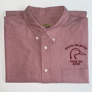 Ducks Unlimited Men's L Long Sleeve Red DU 2009 Wearguard Work Shirt Vintage